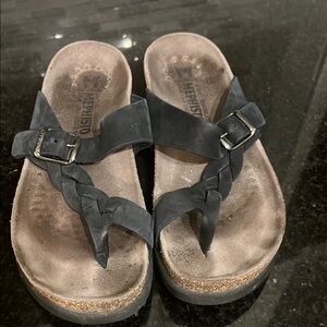 Mephisto Black Sandals with Anatomical Footbed.  Size 37